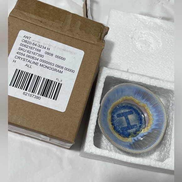 NWT Anthropology “H” Crystie Monogram Trinket Dish - Picture 6 of 8